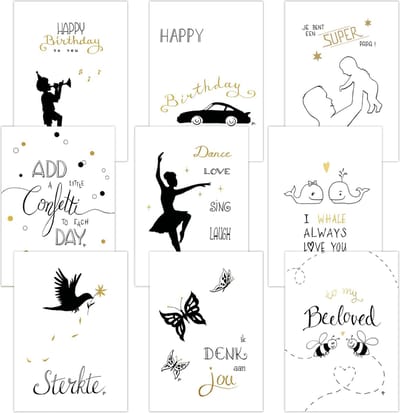 Voordeelpak 9  christelijke kaarten met envelop  Golden Blessing  serie 4 GOUDFOLIE