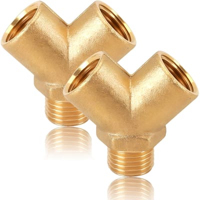 Dailygoods- Wateraansluitverdeler Messing - Y Stuk - 2 Stuks - Snelkoppelingsverdeler - Geschikt voor Tuinslangen/Wasmachines - Warm/Koud Watervoorziening