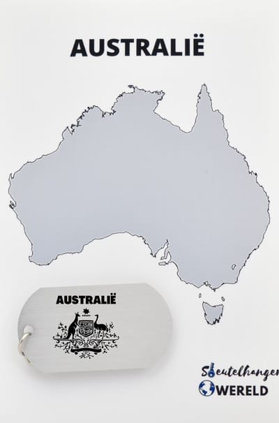 Australië Sleutelhanger inclusief kaart – Australië cadeau – beste land- Leuk kado voor je Vriend om te geven - 2.9 x 5.4CM