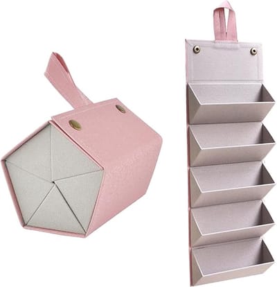 Opvouwbare Opbergorganizer voor Zonnebrillen - Zonnebrillen Opberg Box - Oprolbare Brillen Opbergtas - Opbergdoos voor Brillen - Brillen Opbergen - Met 5 Vakken - Hangend Vouwend - Pu Leer - Unisex - Voor Gezinnen, Studenten of Reizigers