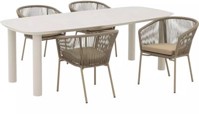 Goossens Tuinset Vernazza Incl. 4 Ravello Stoelen - Keramiek - bruin - 220 x 75 x 100 cm