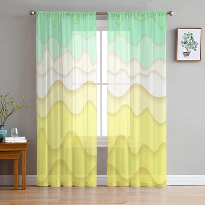 Verloop Geometrie Fris Zomer Abstract Slaapkamer Transparante Dunne Gordijnen Vakantiedecoratie Raam Voile Tule Gordijn 135W x 114H(cm) white