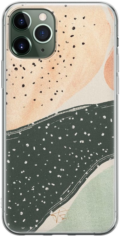 Hoesje geschikt voor iPhone 11 Pro Max - Abstract peach - Soft Case - TPU - Print - Multi - Mooie Telefoonhoesjes