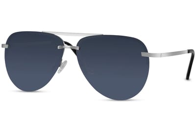 6584 Piloten Zonnebril | Aviator Zonnebril | Retro & Classic Bril | Festival , Rave Bril | Carnavalsbril | Zonnebril Dames & Heren | Blauw getinte lens | Zonnebril Zilver Metaal montuur | Trendy Party & Outdoor Bril + brillen sleeve & doek