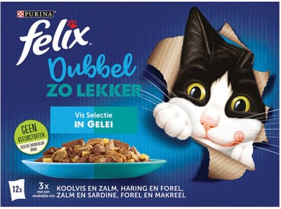 Kattenvoer Felix - Vis Selectie in Gelei 12x85g - Compleet met Omega 6 en Zonder Kunstmatige Toevoegingen