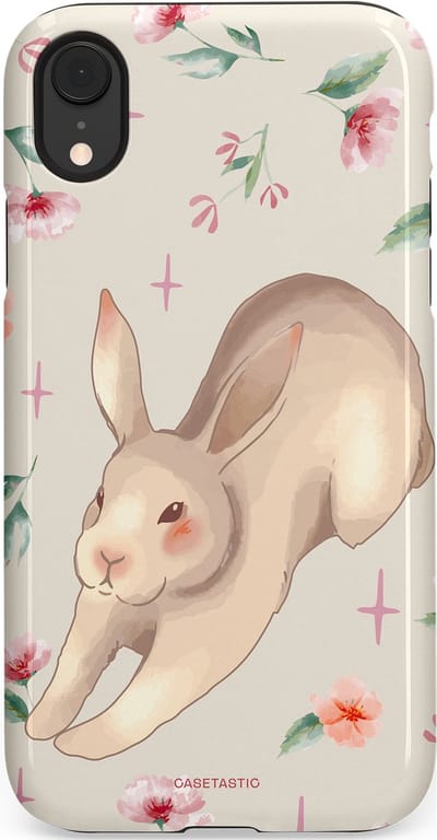 Casetastic Hoesje Geschikt voor Apple iPhone Xr - Stijlvolle Beschermende Duo-layer Case - Lief konijntje