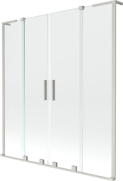 Mexen Velar L Duo badwand 2-delige schuifdeur 150 x 150 , transparant, geborsteld nikkel - 896-150-003-02-97