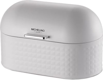 Michelino Broodtrommel Metaal Grijs - Grote Brooddoos met Scharnierend Deksel en Handvat - Brood Bewaardoos van IJzer met Poedercoating - Stijlvolle Broodbox voor Langdurig Vers Brood - 43,5 x 22 x 21,5 cm