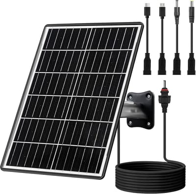 Zonnepaneelkit met Ingebouwde 16000mAh Batterij - Zwart - 32 x 23 x 4 cm - 15W Monokristallijn Zonnepaneel - Voor Buiten en Kamperen