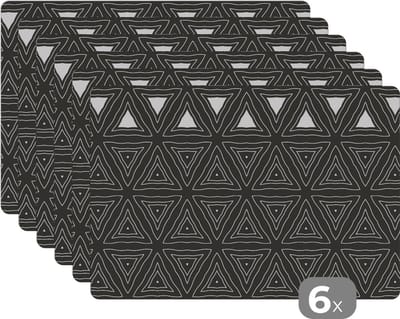 Placemat - Placemats kunststof - Geometrie - Design - Mozaïek - 45x30 cm - 6 stuks - Hittebestendig - Anti-Slip - Onderlegger - Afneembaar