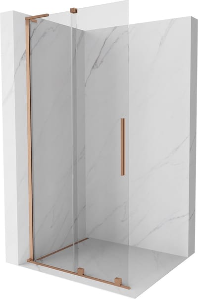 Mexen Velar L schuivende douchewand Walk-in 100 x 200 , transparant 8 mm, geborsteld koper - 871-100-003-03-65