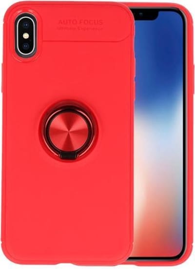 Rood Zacht TPU met Ringhouder hoesje voor Apple iPhone X