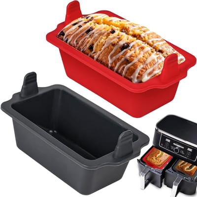 Kleine Siliconen Bakvorm voor Brood en Taarten - Set van 2 - Perfect voor Airfryer en Oven, Rectangulaire Bakvorm voor Versgebakken Brood en Gebak