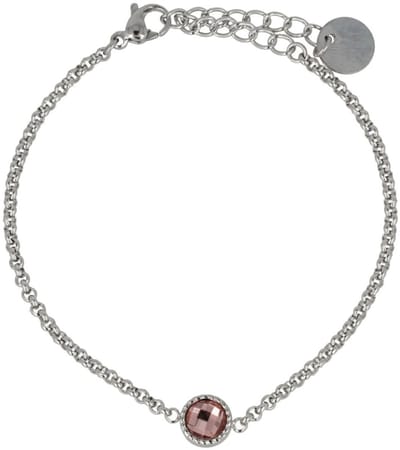My Bendel - Zilverkleurige Armband met Roze Glassteen - met Luxe Cadeauverpakking | Sieraden Voor Dames