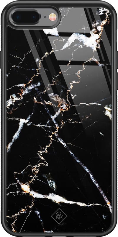Casimoda® hoesje - Geschikt voor iPhone 8 Plus - Marmer Zwart - Luxe Hard Case Zwart - Backcover telefoonhoesje - Zwart