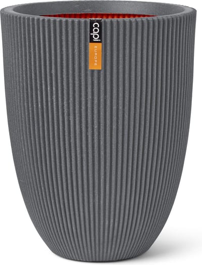 Capi Europe - Vaas elegant laag Groove NL - 46x58 - Donkergrijs - Opening Ø38 - Bloempot voor binnen en buiten - Levenslang garantie - Breukbestendig - 100% Recyclebaar - CO2 Neutraal geproduceerd - KGVDG783