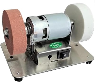 Dubbele Slijpmachine - Tafelslijper Motor - Grof en Fijn - Traploze Snelheid - Flexibel - Grijs