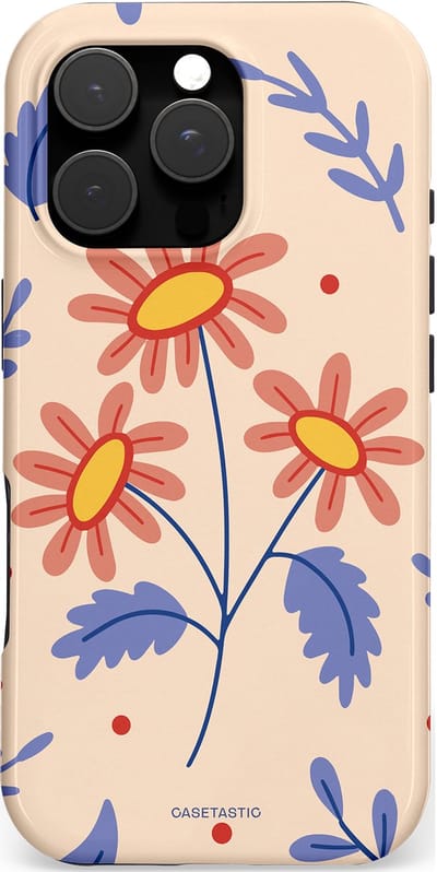 Casetastic hoesje geschikt voor Apple iPhone 16 Pro - MagSafe - Dubbellaagse bescherming - Perzikbloem trio - Fashion Case - Lavendel Perzik Zand