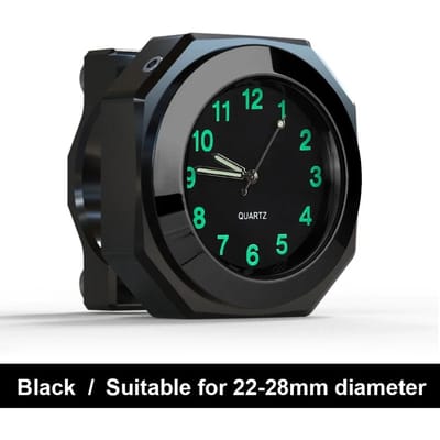 Horloges de vélo de moto pour guidon de 22 à 28 mm IPX7 étanche en aluminium montre heure pour accessoires Yamaha Kawasaki Honda Suzuki noir