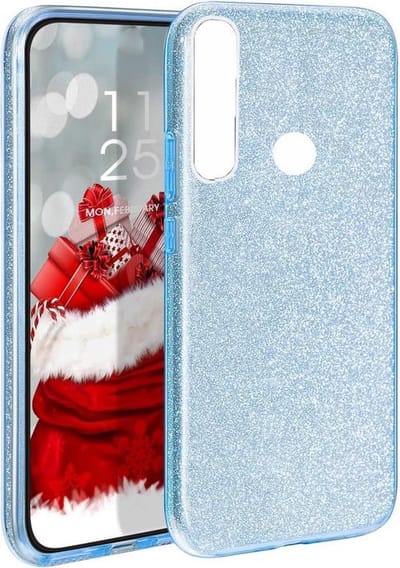 Hoesje Geschikt voor: Motorola G8 Power Lite Glitters Siliconen TPU Case Blauw - BlingBling Cover