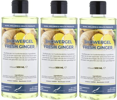 Douchegel Fresh Ginger 500 ml - met klepdop - set van 3 stuks - Showergel