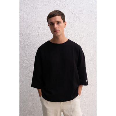 Overmaatse Crew Neck Katoenen T-Shirt