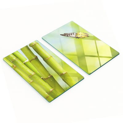 Glazen snijplanken met bamboe- en vlindermotief, 2x30x52 cm