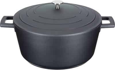 Gietijzeren Pan - Stoofpan met Deksel - Langzaam Garen - Dubbele Non-stick Laag - 5 Liter - Zwart