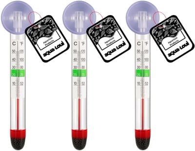 Aqua-Loui® Aquariumthermometer - 3 Stuks - Aquarium Thermometer met Zuignap - Analoge Waterthermometer - 0-40°C - Voor Aquarium, Terrarium, Vijver, Zwembad & Koelkast - 11 cm