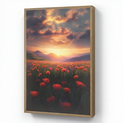 Wandlamp 70x100 cm - Oplaadbaar - Landschap - Zonsondergang - Bloemenveld - Wandlampen binnen woonkamer - Slaapkamer lamp - Decoratieve nachtlamp - Vloerlamp draadloos