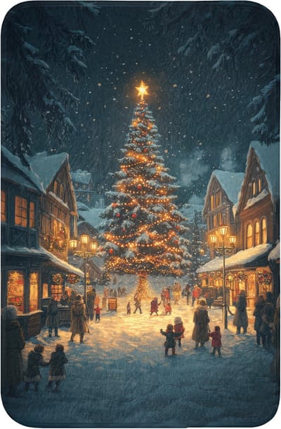 WC mat 40x60 cm - Antislip - Kerstfeest - Dorp - Donker - Toiletmat - Vloermat - Douchemat - Toilet tapijt - Toiletmatten