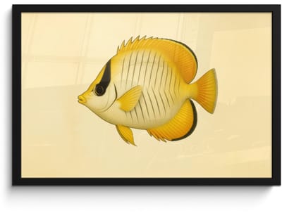 Poster in lijst - Fotolijst 60x40 cm - Posters - Ovaal - Vis - Geel - Schubben - Posterlijst zwart - Decoratie - Wanddecoratie woonkamer - Muurdecoratie slaapkamer