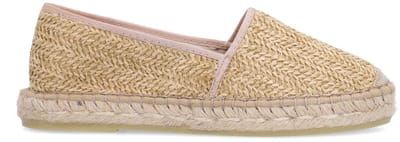 Manfield - Dames - Beige gevlochten raffia espadrilles - Maat 37