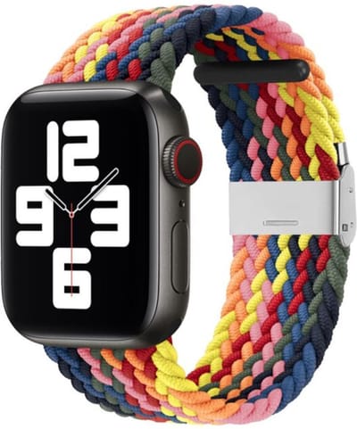 By Qubix - Geschikt voor Apple Watch bandje - Braided nylon bandje - Multicolor Summer - Geschikt voor Apple Watch 44mm / 45mm / 46mm / 49mm (Ultra 1,2 en 3) - nylon - bandje iWatch