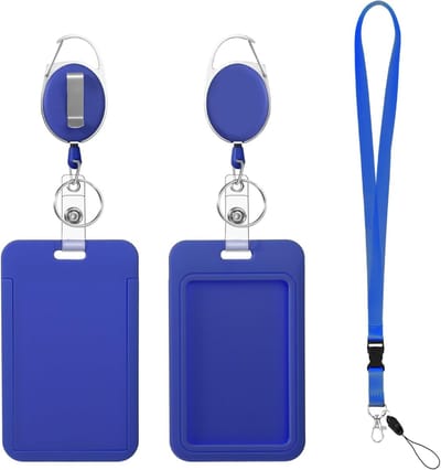 Retractable Lanyard Badge Holder voor ID Badges - Ideaal voor Leraren en Verpleegkundigen - Royal Blue, Duurzaam en Handig