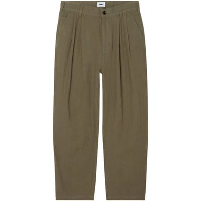 Obey plester linnen broek sartial linnen broek brede been - rookachtige olijf