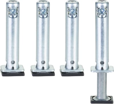 4 x SOTECH Sokkel- hoogteversteller (Hoogte 52 mm Diameter Ø 14 mm Boordiepte 62 mm Draagvermogen 300 kg) verstelbaar +25 mm met afdekkappen voor inbooren
