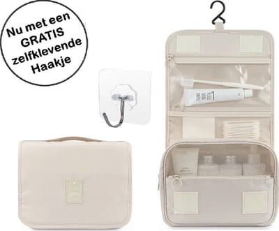 Toilettas Dames - Toilettassen - Beige - Reis Toilettas met haak