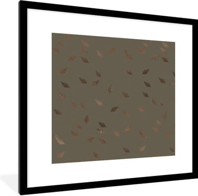 Fotolijst incl. Poster - Blad - Patronen - Bruin - 40x40 cm - Posterlijst