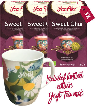 Yogi Tea Sweet Chai Bio - 3 pakjes - inclusief limited edition Yogi Tea mok