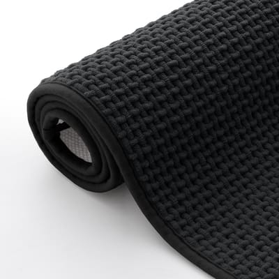 Badmat, antislip, wasbaar, absorberend, Badvoorlegger, Badtapijt, Douchevoorlegger voor Badkamer, Douche, Badkuip - 40x60 cm, Zwart