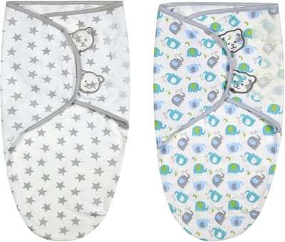 Allecto Plus - Swaddle Baby 2-pack van 100% Katoen voor Pasgeborenen | Inbakerdoek, Babydeken en Slaapzakdeken | Verstelbaar | Geschikt voor Baby's 0-3 Maanden