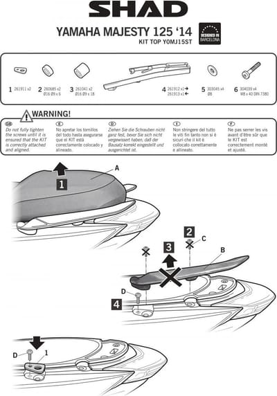 Support top case Shad TOP MASTER pour scooter Yamaha Majesty 125 S Y0MJ15ST Neuf