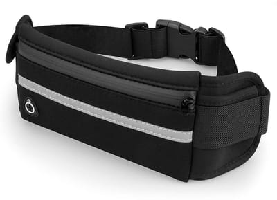 Hardloop tas - Heuptas - Hardloopriem - Sporttasje - Running belt - Verstelbaar - Met rits - Met bidonhouder - Lichtgewicht - Zwart - Jonyx