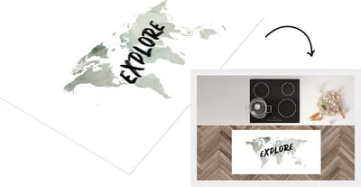 Keukenloper - Loper keuken - Wereldkaart - Aquarelverf - Quotes - 120x60 cm - Keukenloper vinyl