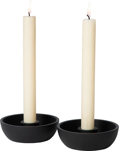 Atmooz Delgado Set van 2 Kaarshouders – Ø10 cm – Zwart Metaal – Voor Dinerkaarsen – Sfeervolle Tafeldecoratie