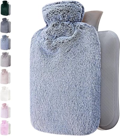 Verte Kruikzak - Warmwaterkruikhoes - Zachte Hoes van Premium Fleece - Verwarmingskussen Tegen Menstruatiepijn en voor Meer Comfort Tijdens de Menstruatie - Warm- en Koudkompres - 2 L - Blauw