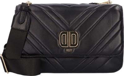 DKNY Leren Schoudertas Avondtas Delphine Shoulder Bag Blk / Gold Zwart