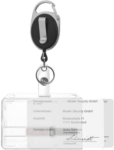 ID-kaarthouder met badge yo-yo zwart - horizontale polycarbonaat hoes voor twee kaarten