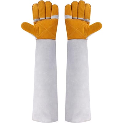Handschoenen voor dierenbehandeling 23,6 inch leren bijtbestendige handschoenen voor huisdieren voor katten, honden, vogels en slangen